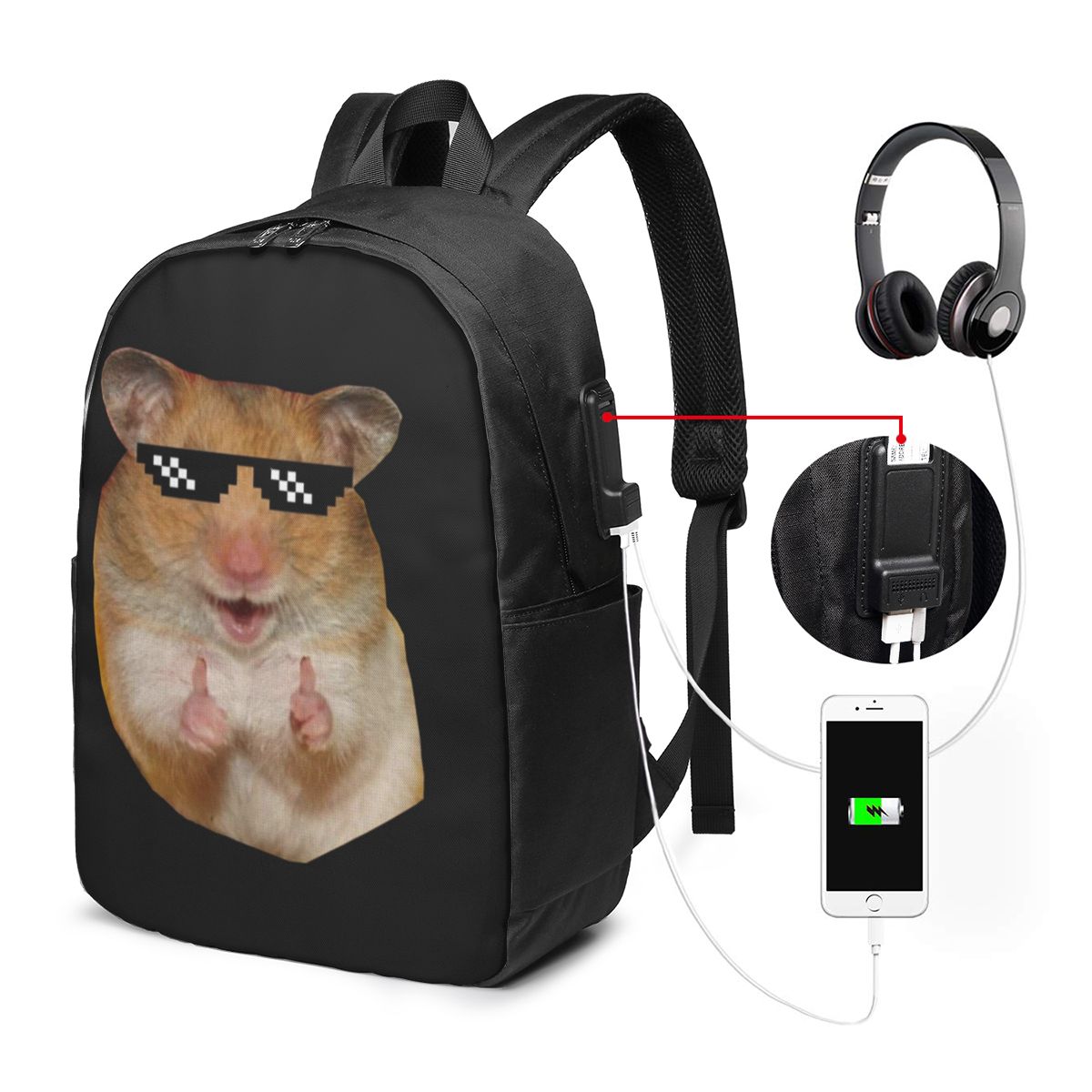 Woman In Bag - Funny Hamster Backpack Travel Notebook Bag
