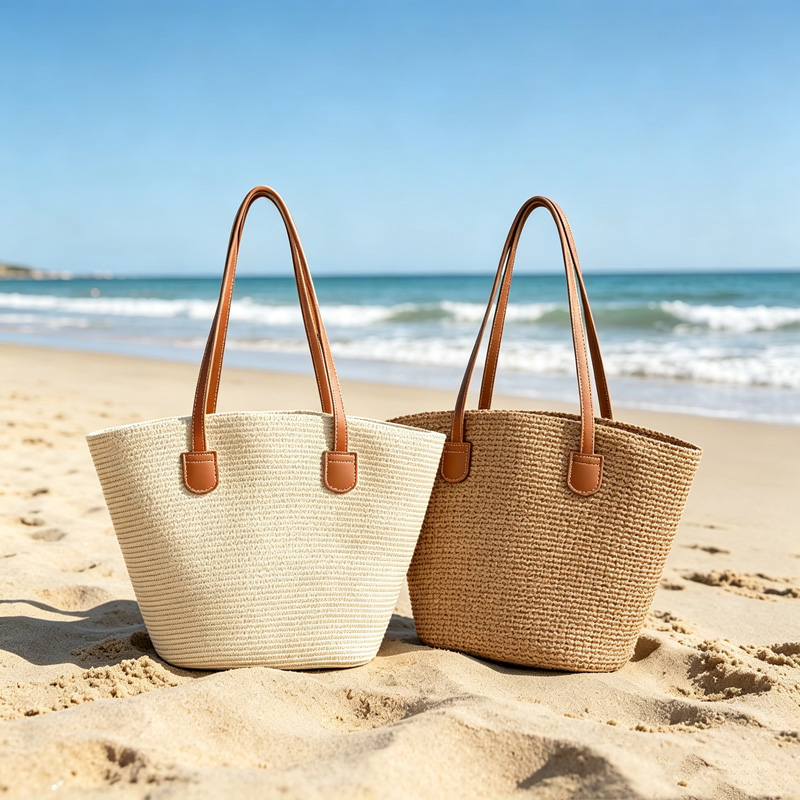 Woven Straw Bag - CLAREGQI Women's Solid Color Straw Tote