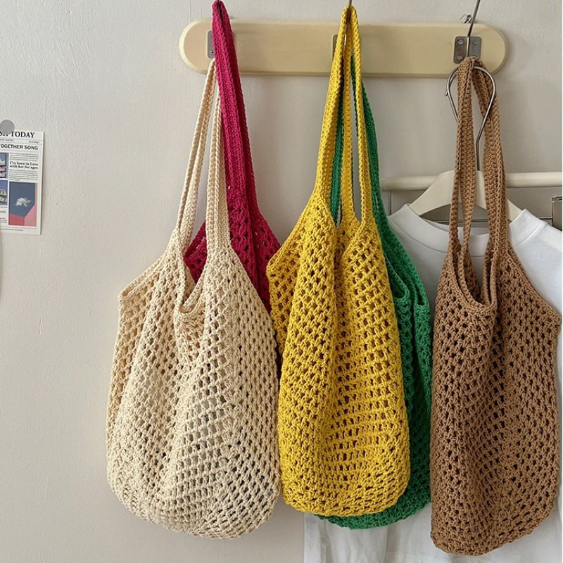 Woven Straw Bag - Women's Shoulder Bags Casual Straw Wicker