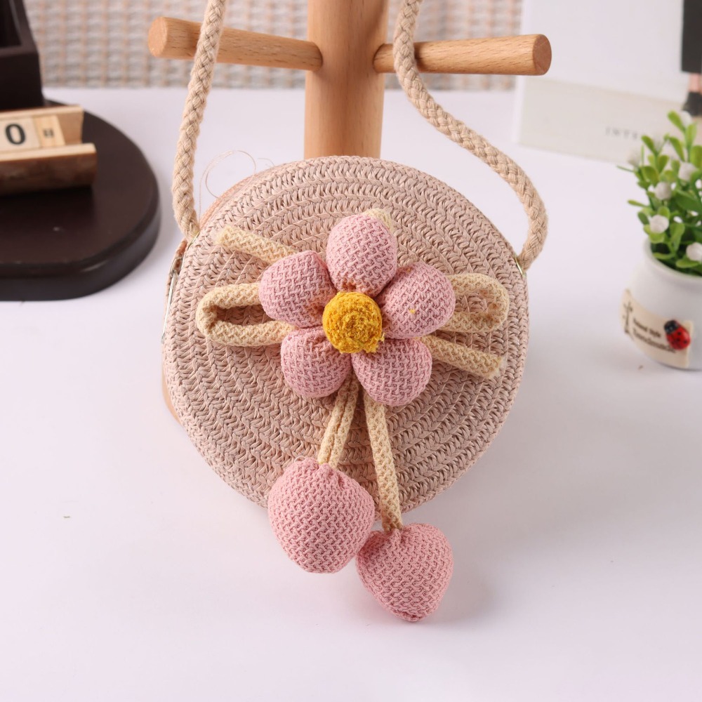 Woven Straw Bag - Casual Handmade Woven Straw Bag Flower