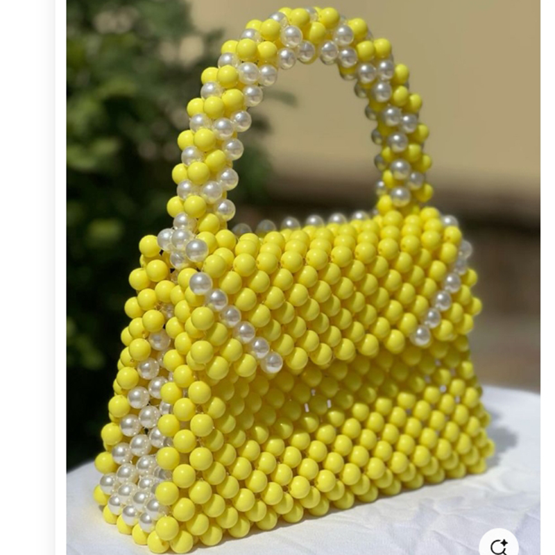 Women Bags Logo - Women's Small Square Bag with Bead