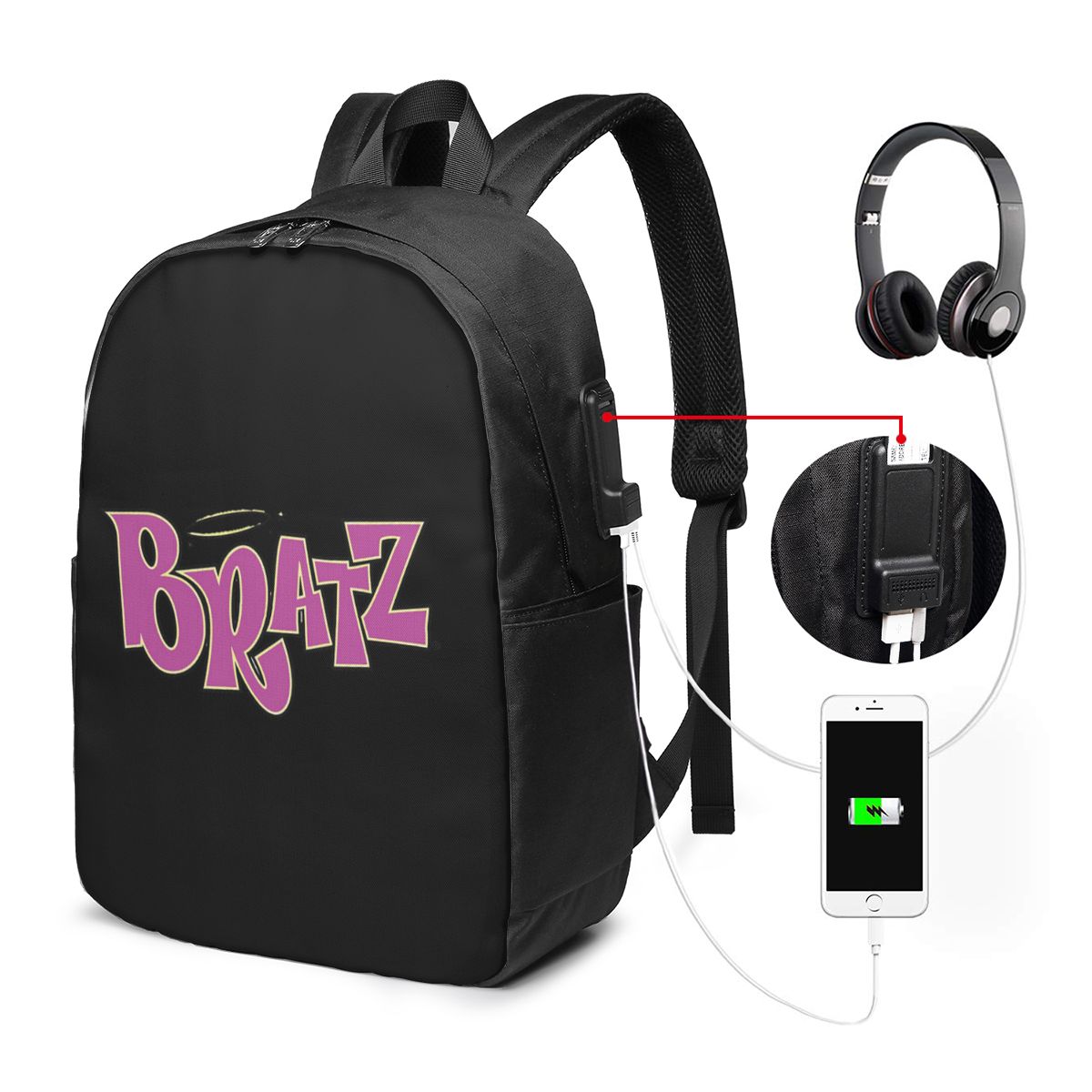 Women Bags For Laptop - Bratz Logo Backpack Travel Notebook Bag