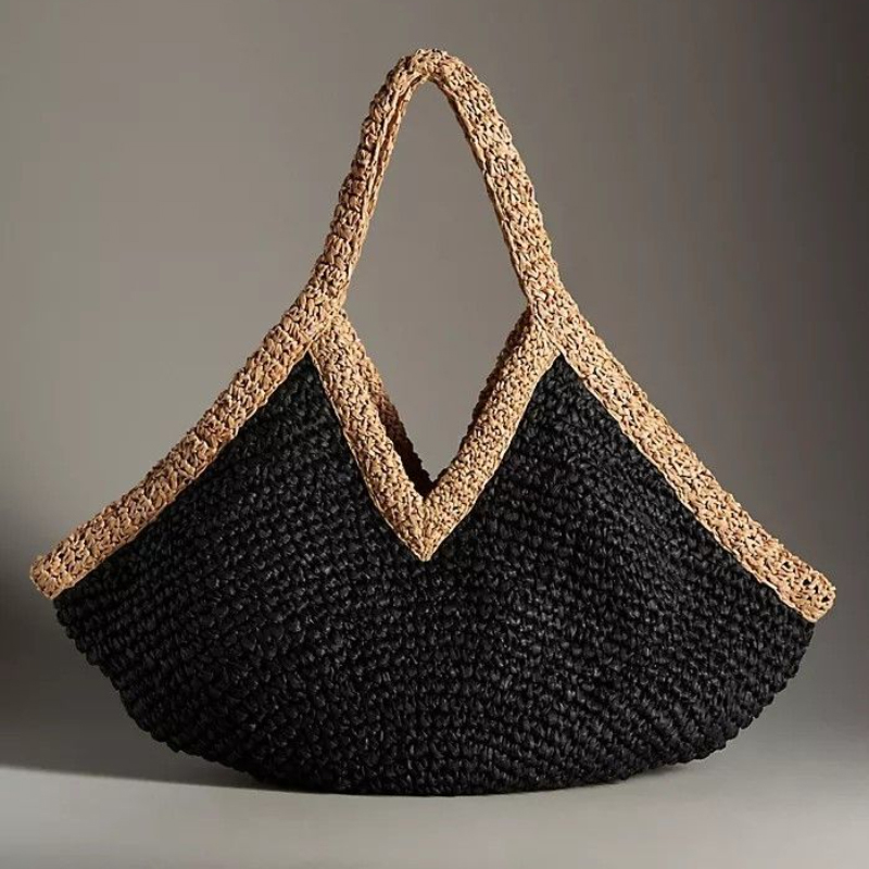 Woven Straw Bag - Colorblock Straw Woven Tote Bag,Women Summer