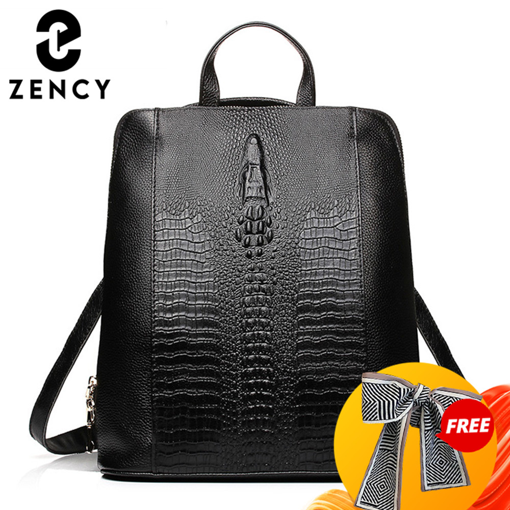 Women Bags Work - Zency Women's Crocodile Leather Backpack 100%