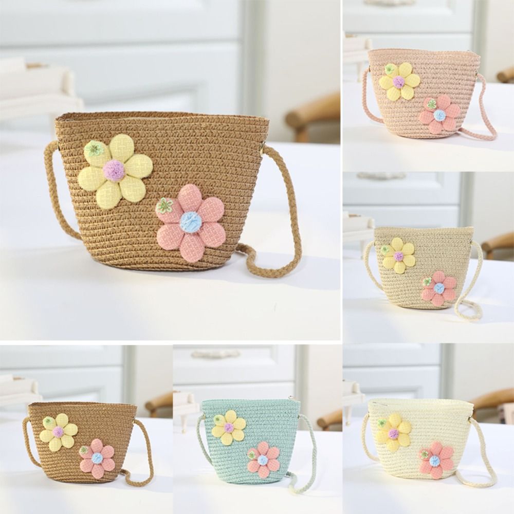 Handmade Woven Girl Flower Str - Woven Straw Bag ulasan dan harga