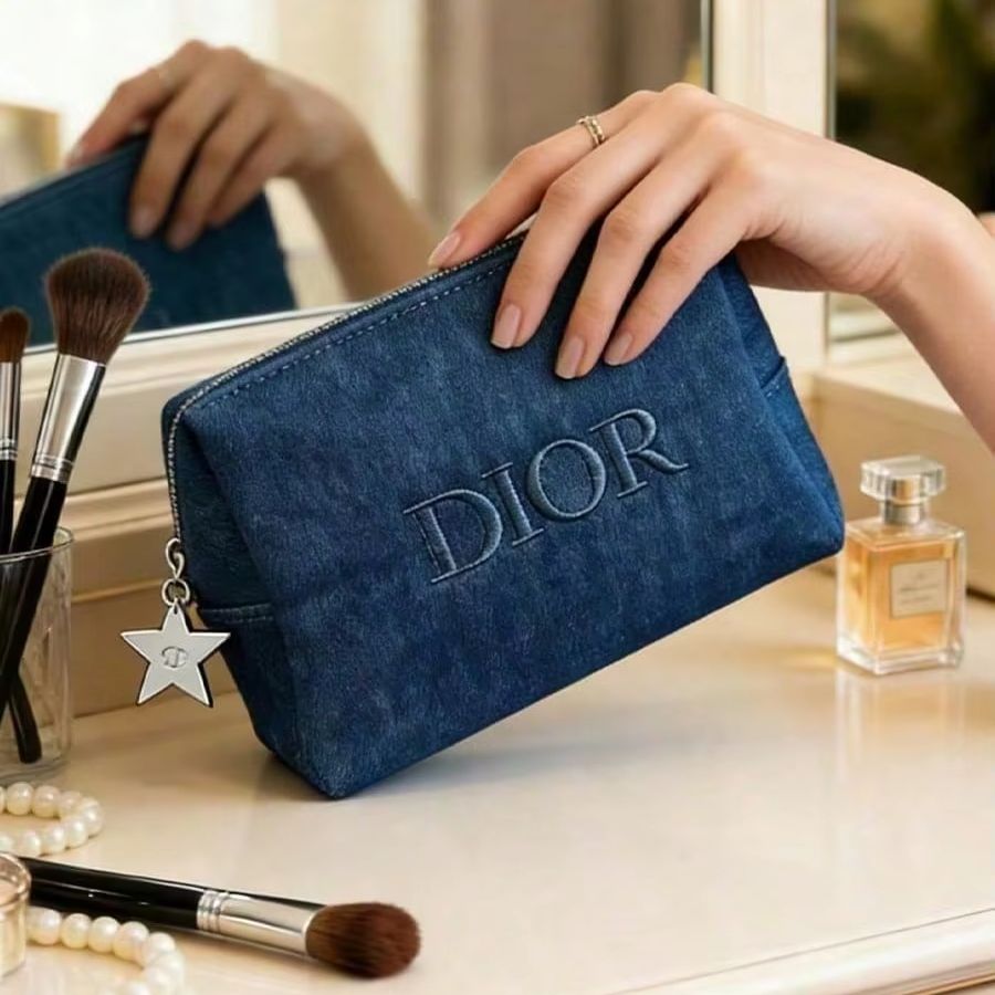 Dior Dark Denim Embroidered Lo - Women Bags Dior ulasan dan harga