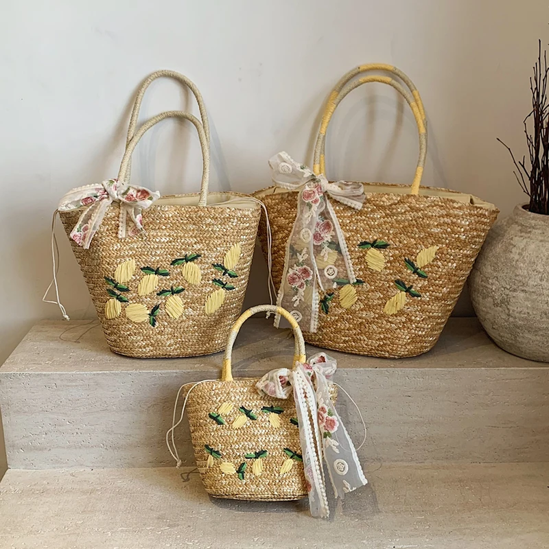 Large Capacity Beach Shoulder  - Woven Straw Bag ulasan dan harga