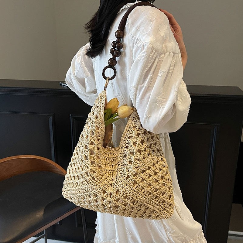 Beach Vacation Style Large Cap - Woven Straw Bag ulasan dan harga