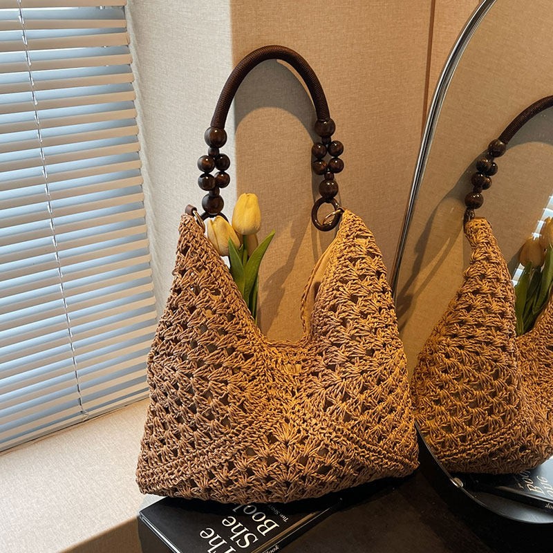 Beach Vacation Style Large Cap - Woven Straw Bag ulasan dan harga