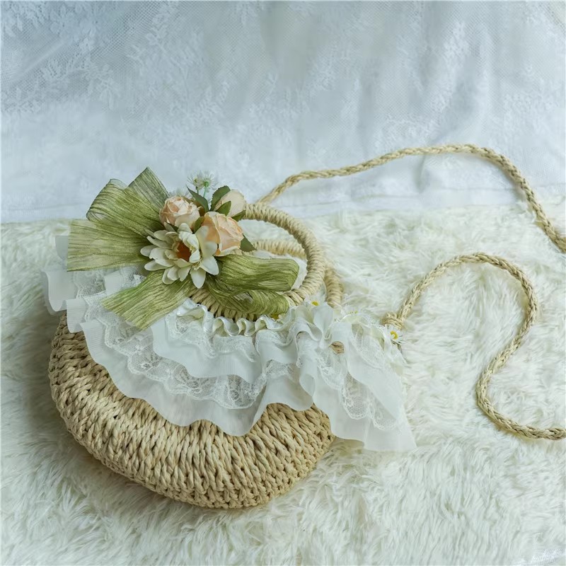 Country-style Lolita lace stra - Woven Straw Bag ulasan dan harga