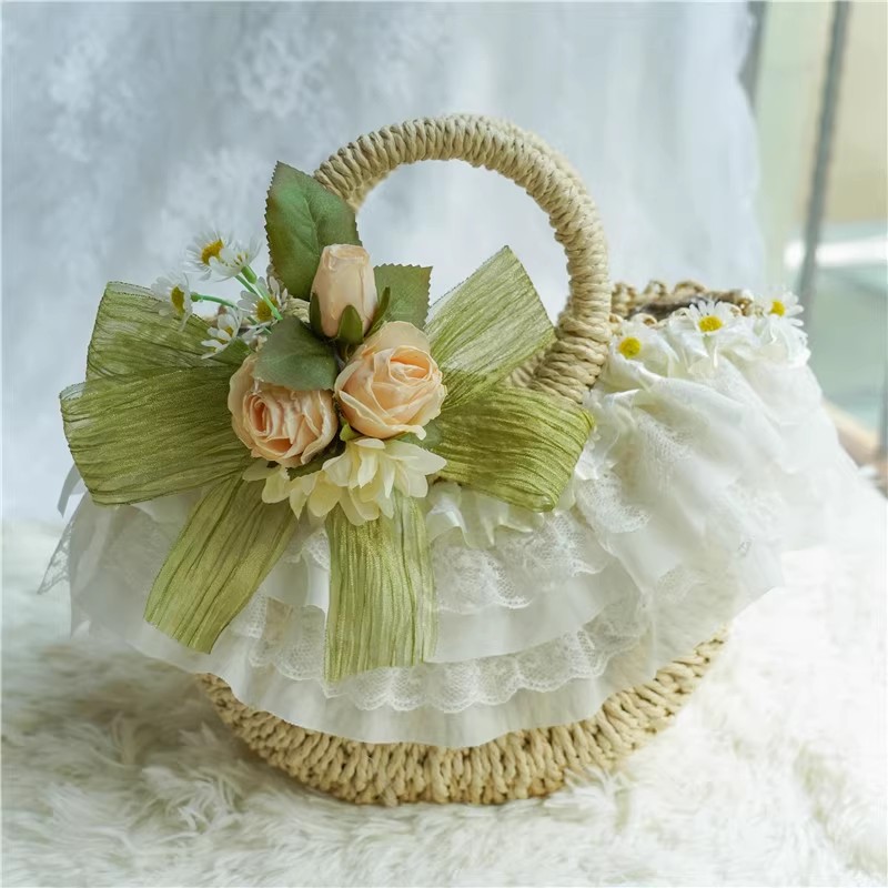 Country-style Lolita lace stra - Woven Straw Bag ulasan dan harga