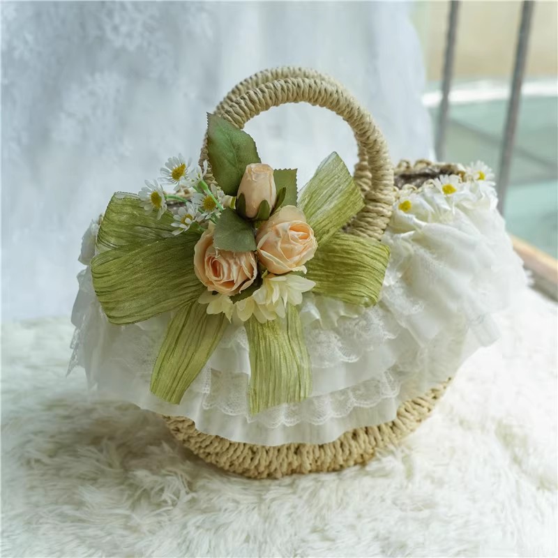 Country-style Lolita lace stra - Woven Straw Bag ulasan dan harga