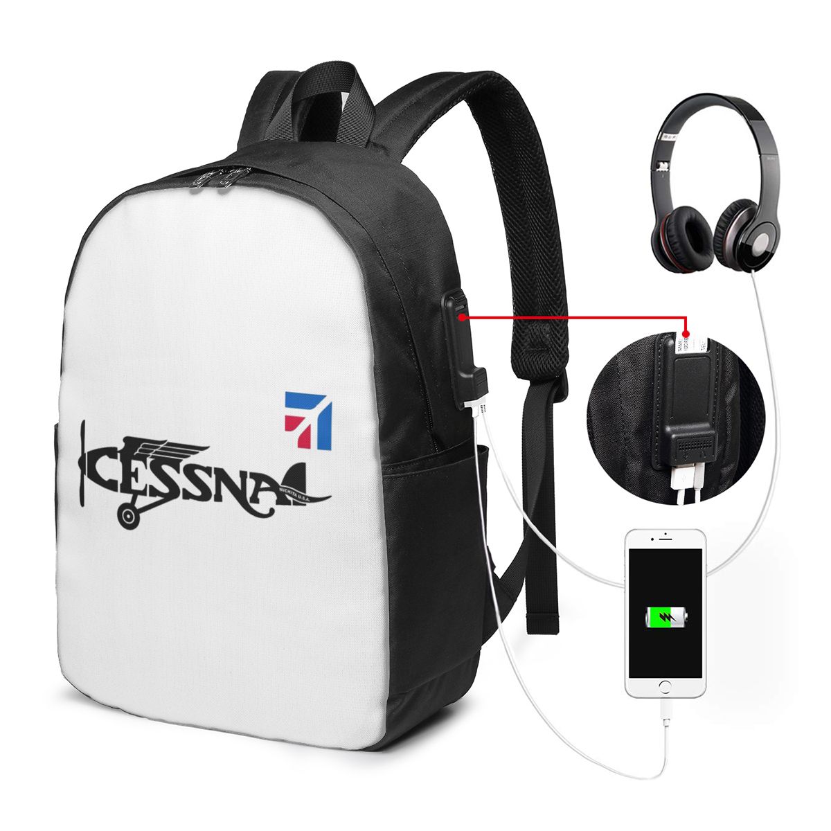 Cessna Logo Backpack Travel No - Woman In Bag ulasan dan harga
