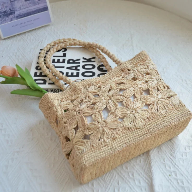 Bohemian Flower Straw Bag Tote - Woven Straw Bag ulasan dan harga