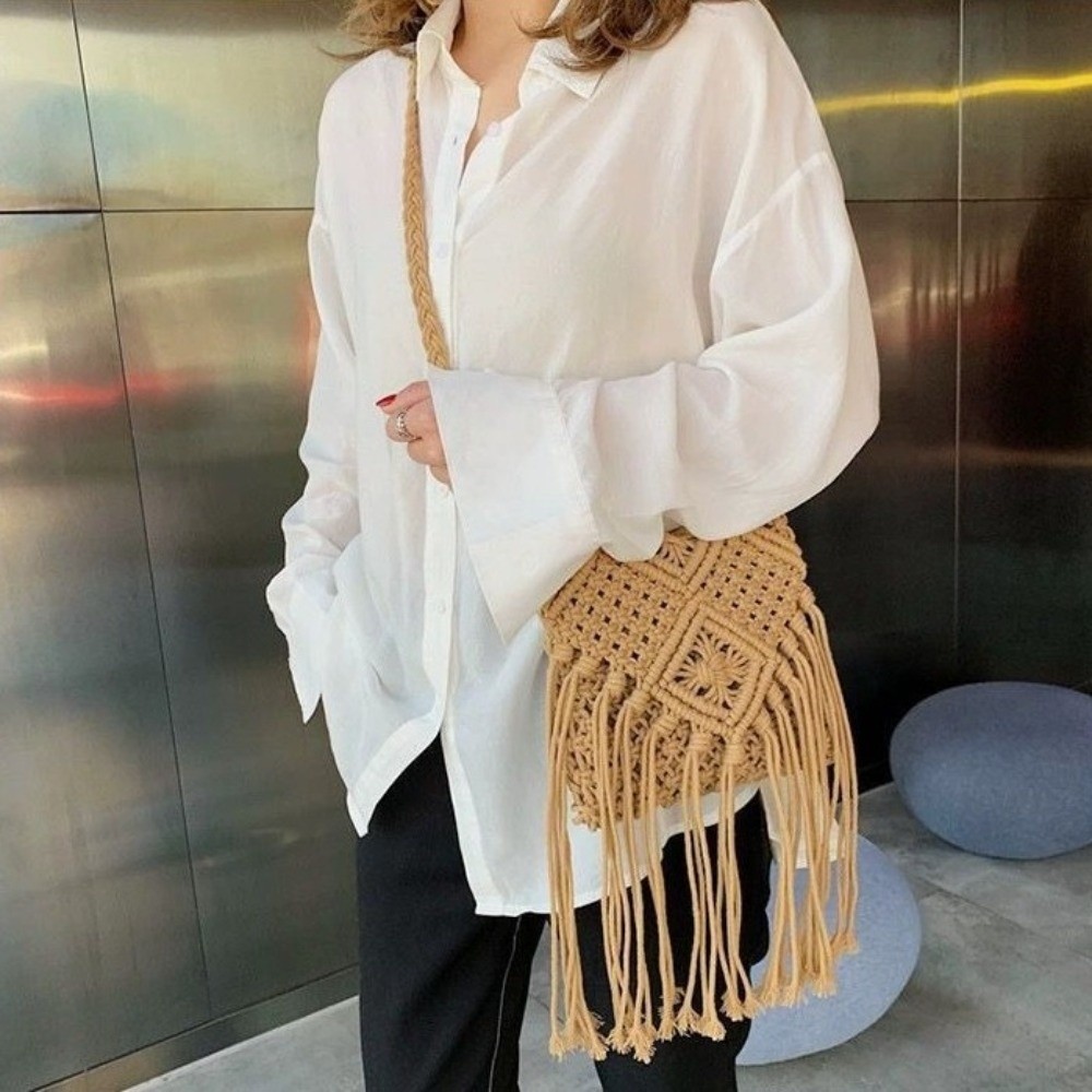 Ethnic Style Woven Straw Bag S - Woven Straw Bag ulasan dan harga
