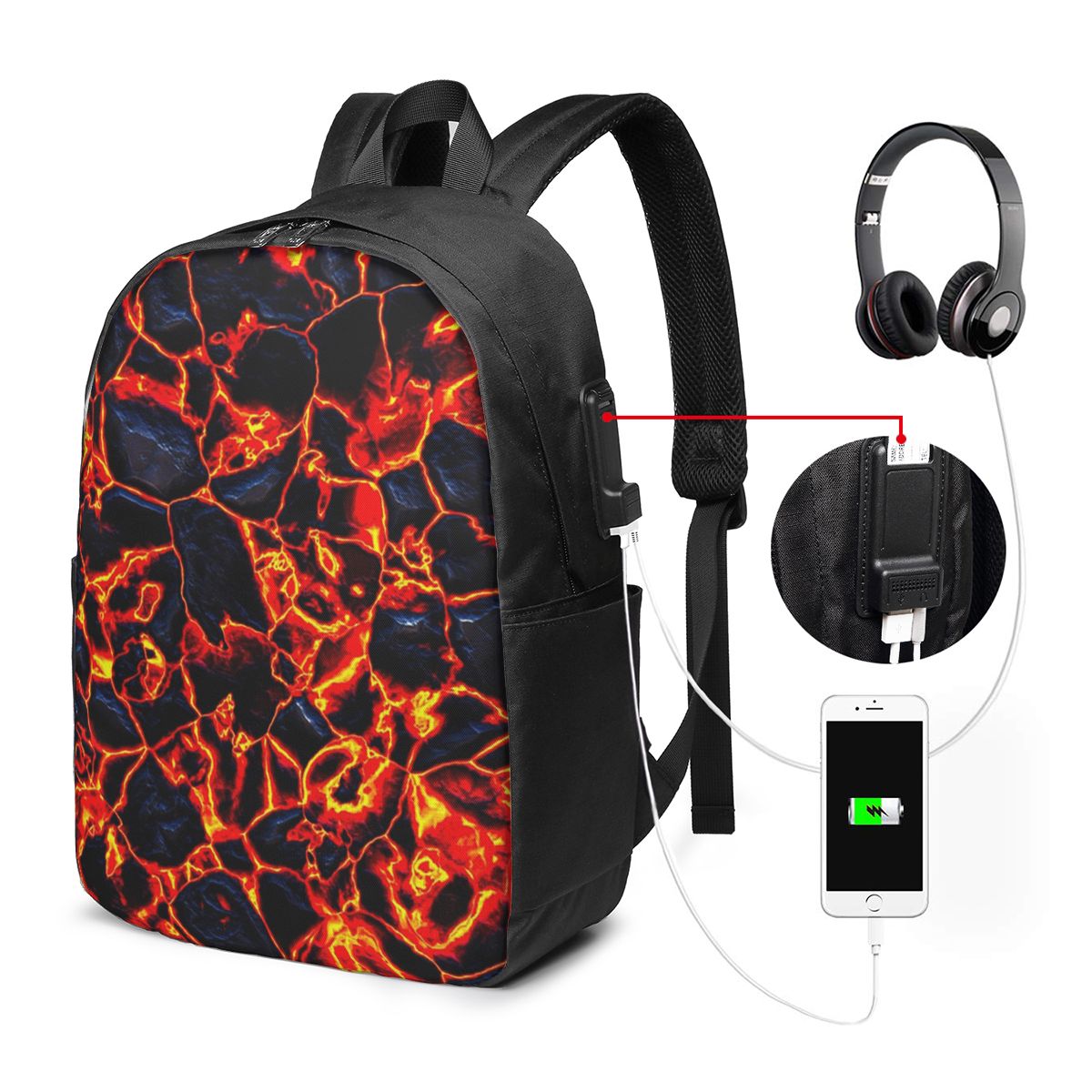 Magma Volcano Lava Fire Backpa - Woman In Bag ulasan dan harga
