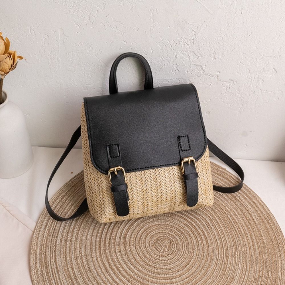 Versatile Bag PU Leather Straw - Woven Straw Bag ulasan dan harga