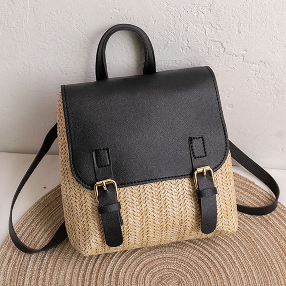 Versatile Bag PU Leather Straw - Woven Straw Bag ulasan dan harga