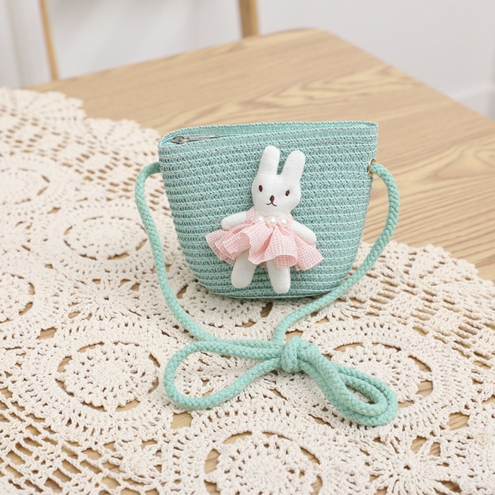 Cute Cartoon Bunny Mini Straw  - Woven Straw Bag ulasan dan harga