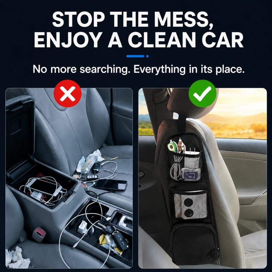 Car Seat Side Hanging Storage  - Mesh Net Bag ulasan dan harga