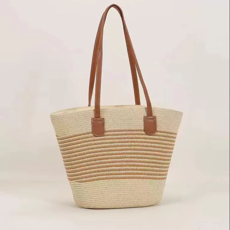 CLAREGQI  Women's Striped Stra - Woven Straw Bag ulasan dan harga