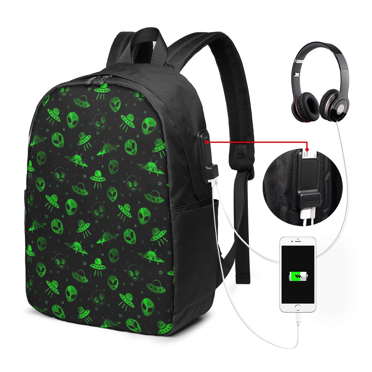 Aliens And UFOs Pattern Backpa - Women Bags For Laptop ulasan dan harga