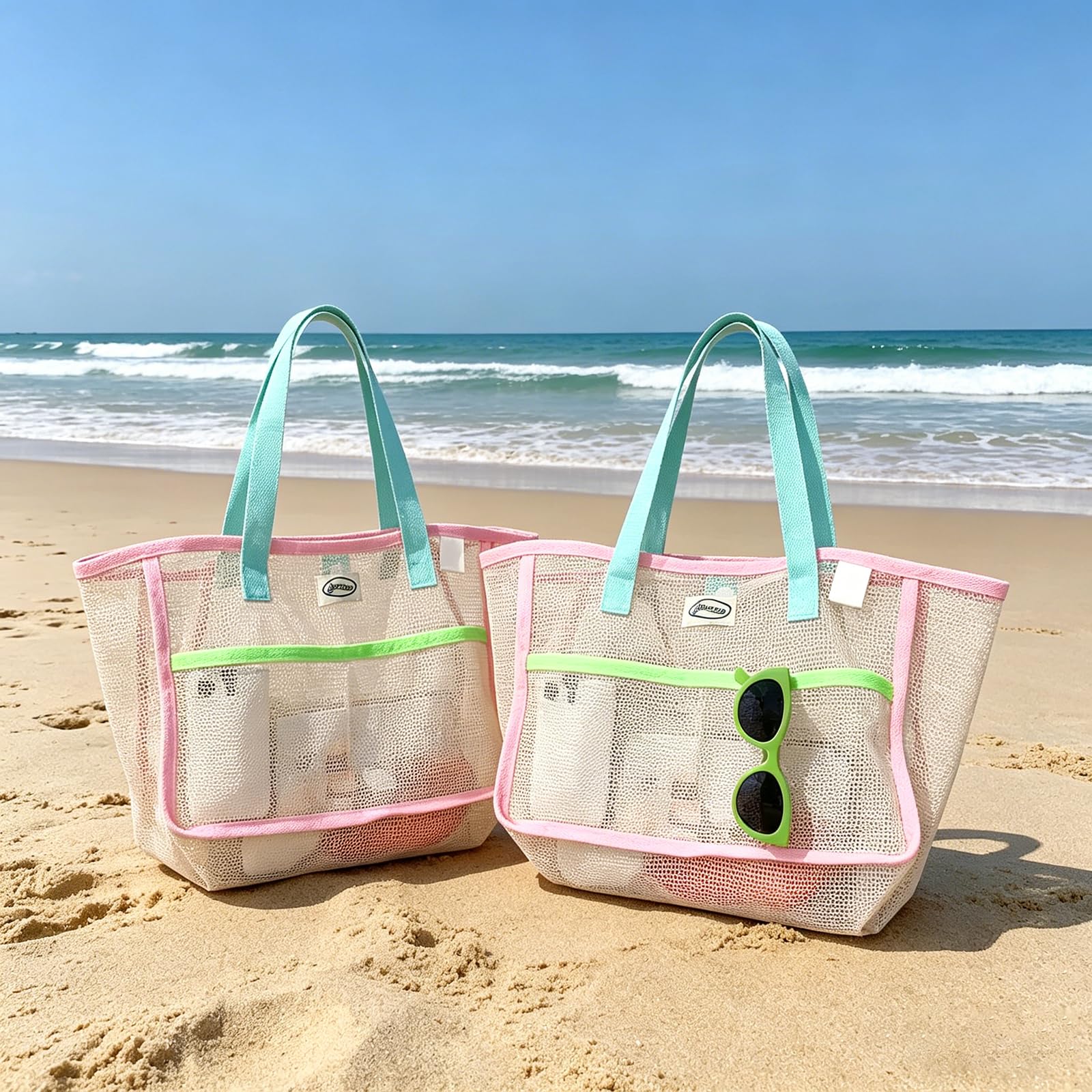 Beach Bags for Women Colorful  - Mesh Net Bag ulasan dan harga