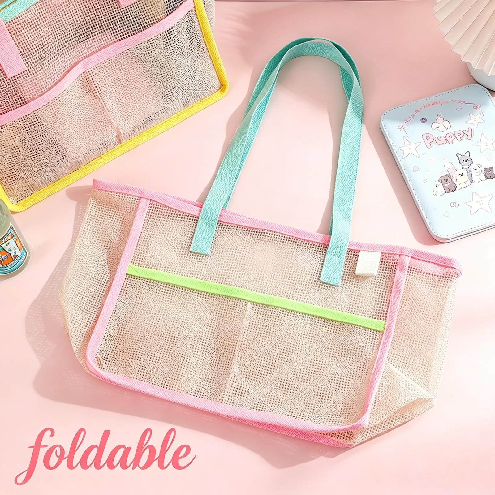 Beach Bags for Women Colorful  - Mesh Net Bag ulasan dan harga