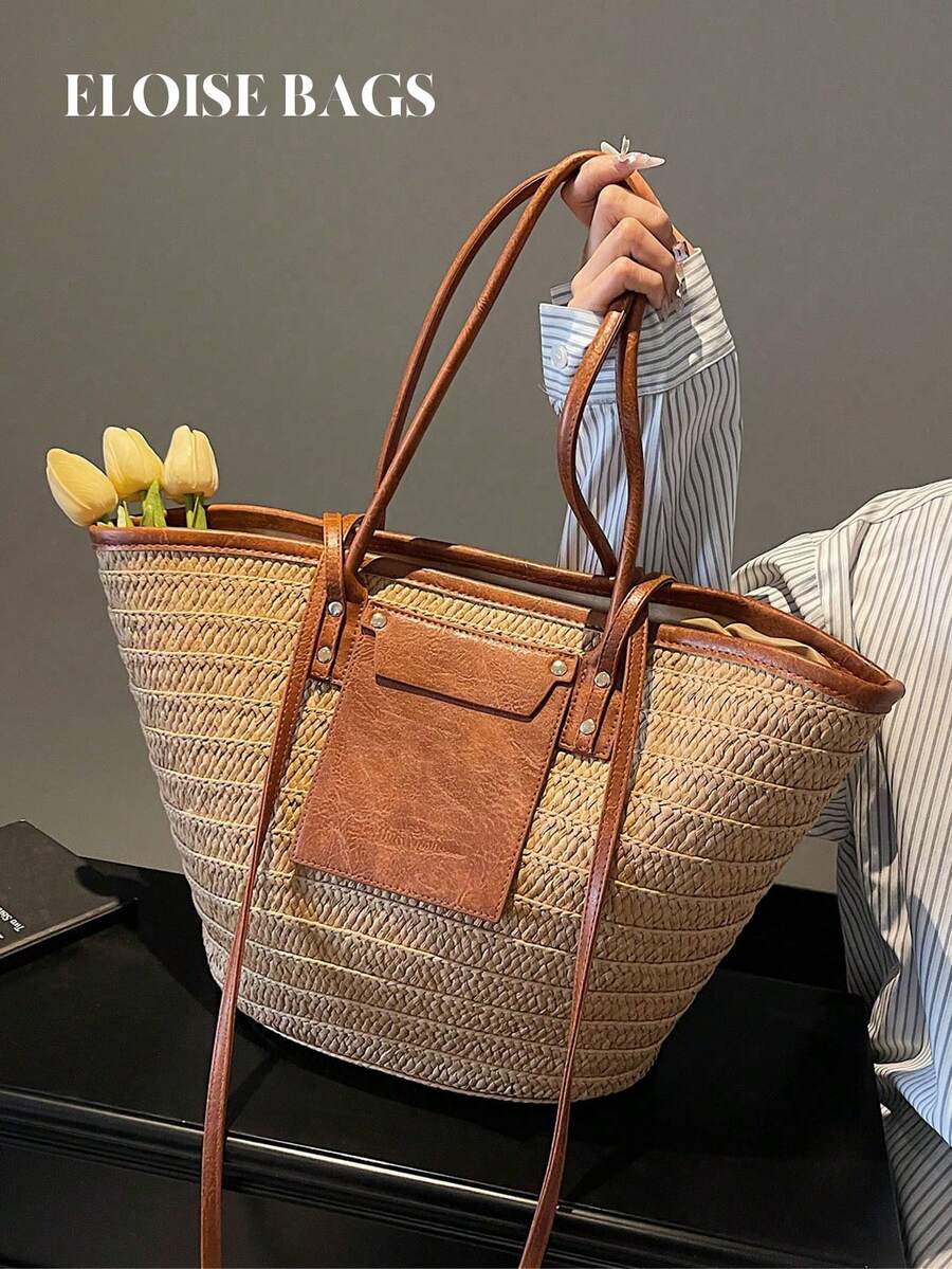Fashion Large Capacity Woven T - Woven Straw Bag ulasan dan harga