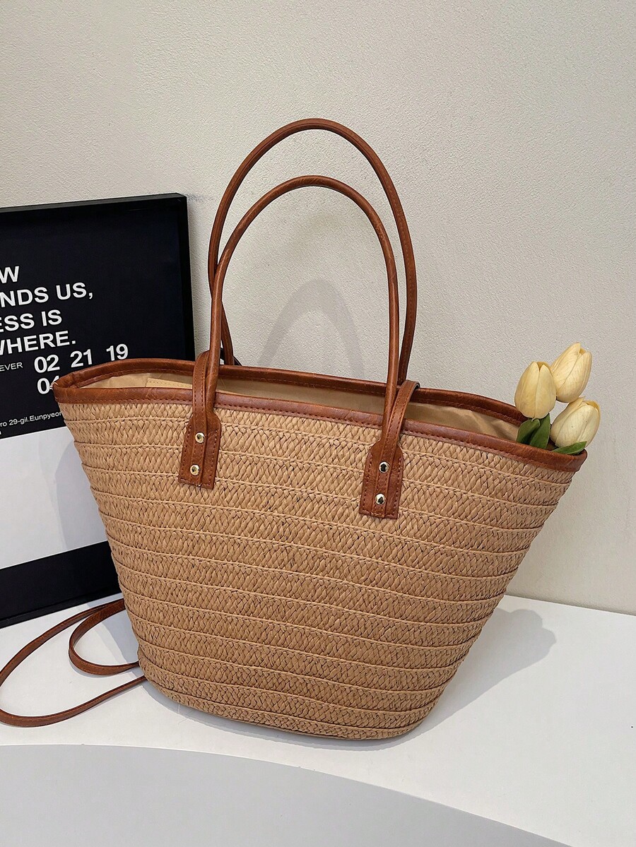 Fashion Large Capacity Woven T - Woven Straw Bag ulasan dan harga