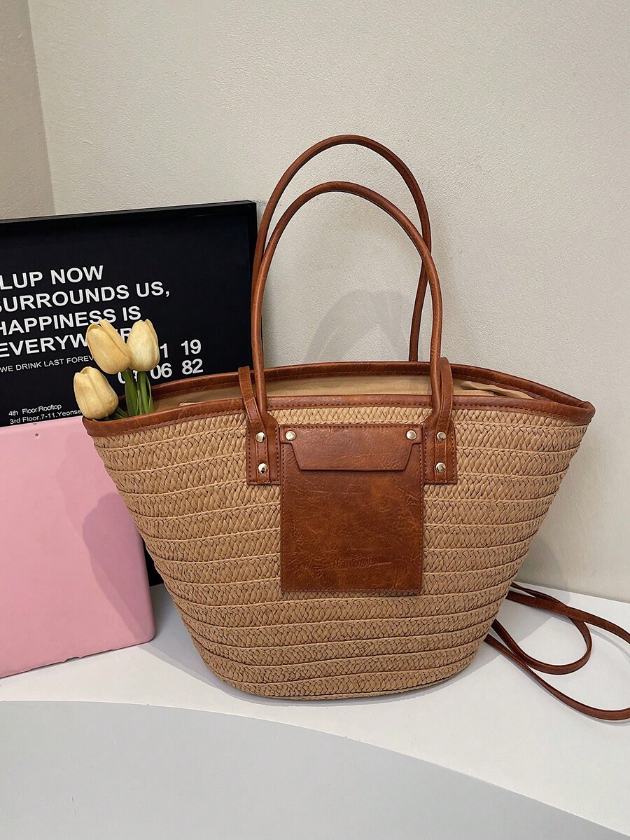 Fashion Large Capacity Woven T - Woven Straw Bag ulasan dan harga