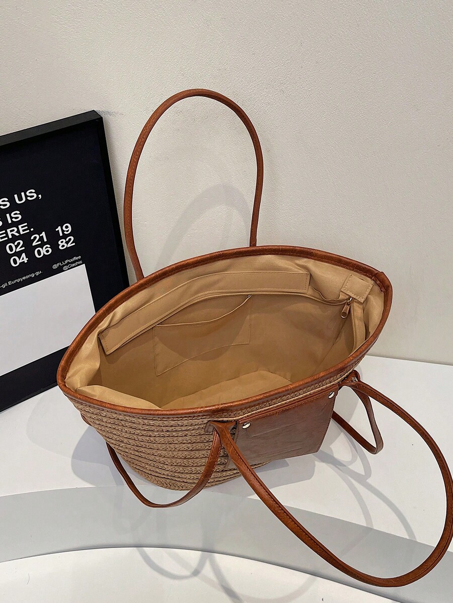 Fashion Large Capacity Woven T - Woven Straw Bag ulasan dan harga